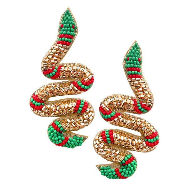 Minerva Beaded Snake Earrings
