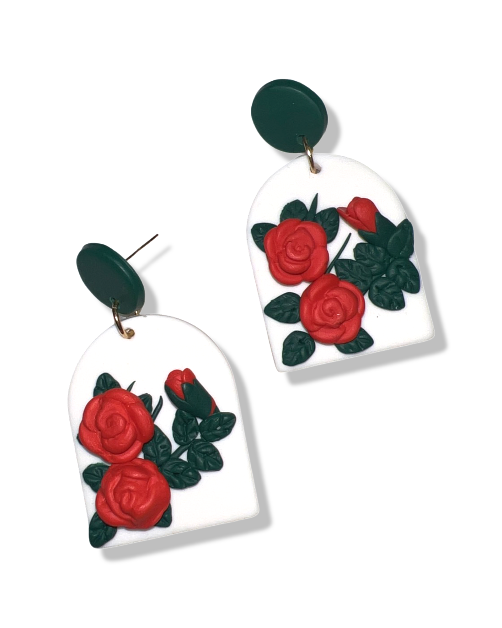Floral Clay Earrings (Red)