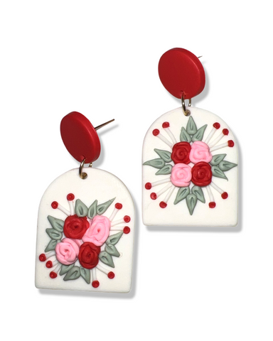 Flower Clay Earrings (Pink)